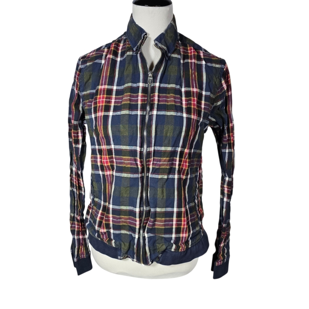 Zara Man Studio Medium Plaid Zip Shirt Lightweight Jacket